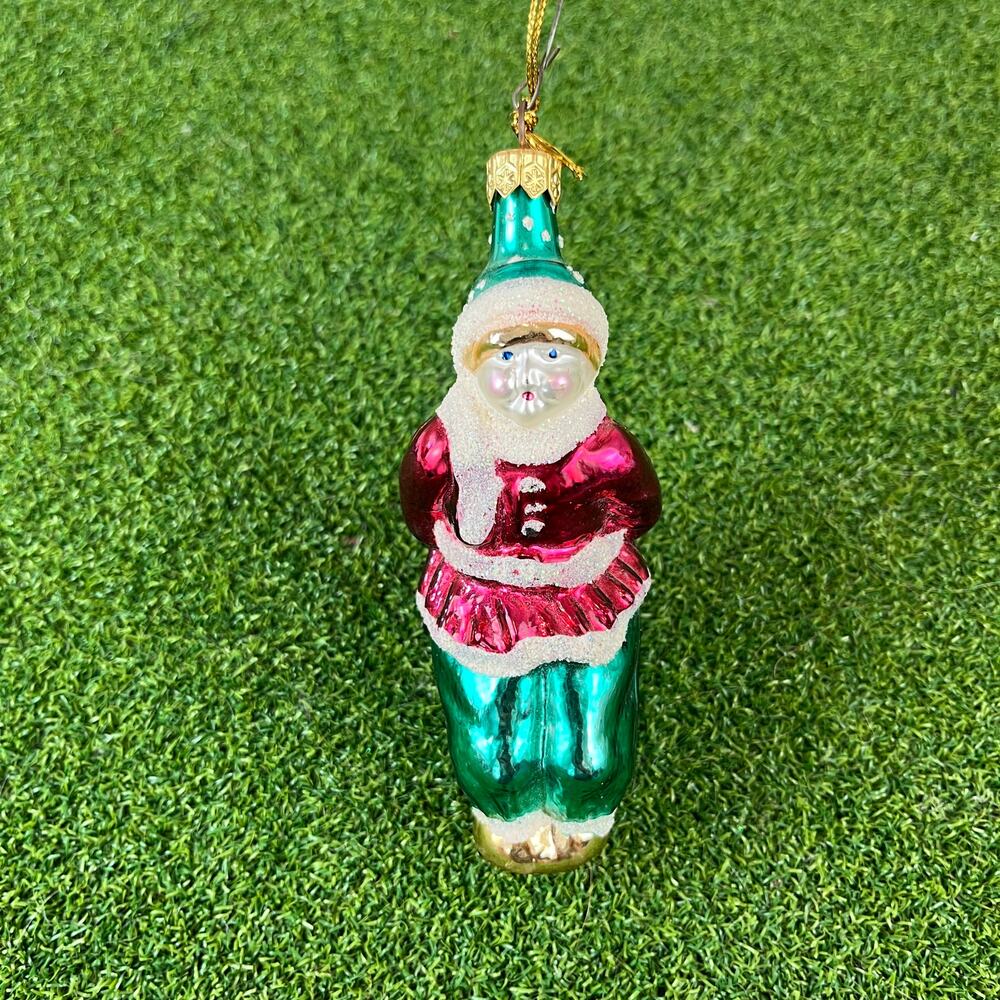 Vintage Home For the Holidays Glass Santa Claus Christmas Holiday Ornament